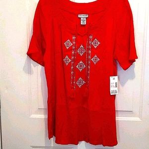 Red gauze blouse